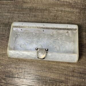 Rialto NY vintage etched mother of pearl lucite 1950s clutch